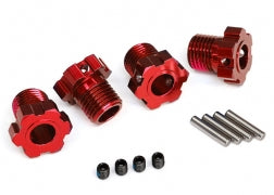 Traxxas TRA8654R Wheel hubs, splined, 17mm (red-anodized) (4)/ 4x5