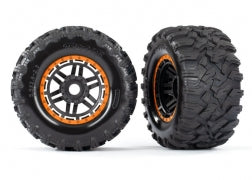 Traxxas TRA8972T Tires & wheels, assembled, glued (black, orange be