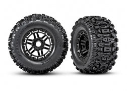 Traxxas TRA8973 Tires & wheels, assembled, glued (black wheels, du