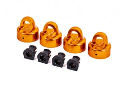 Shock caps, aluminum (orange-anodized), GTX shocks (4)/ spacers (4) (for Sledge™)