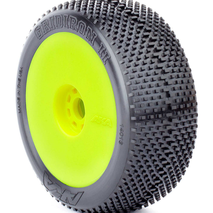 AKA Gridiron II 1/8 Buggy Premounted Tires (2) (Yellow) (Soft - Long Wear)