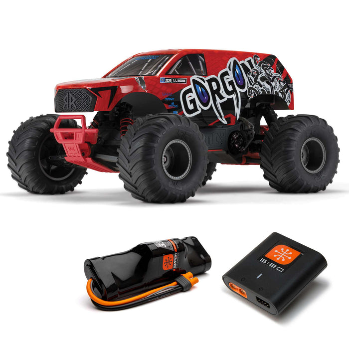 ARRMA ARA3230ST2 1/10 GORGON 4X2 MEGA 550 Brushed Monster Truck RTR with Battery & Charger, Red