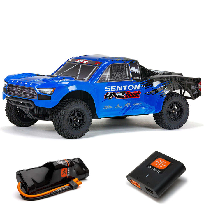 ARRMA ARA4103SV4T2 1/10 SENTON 4X2 BOOST MEGA 550 Brushed Short Course Truck RTR with Battery & Charger, Blue
