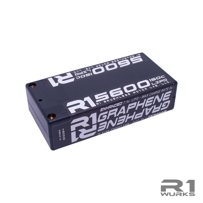 R1 Wurks R1030006-4 5600mah 150C 7.4V 2S LiPo Shorty Battery, Graphene