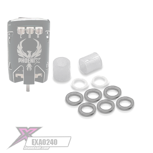 Team Exalt EXA0240 Non Magnetic Teflon 2-Pole Brushless Rotor Shim Kit 1/8" Shaft 3.2mm