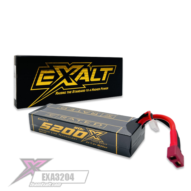 Team Exalt EXA3204 X-Rated 2S Stick Hardcase Lipo Battery 7.4V 5200mAh w/ Deans Connector