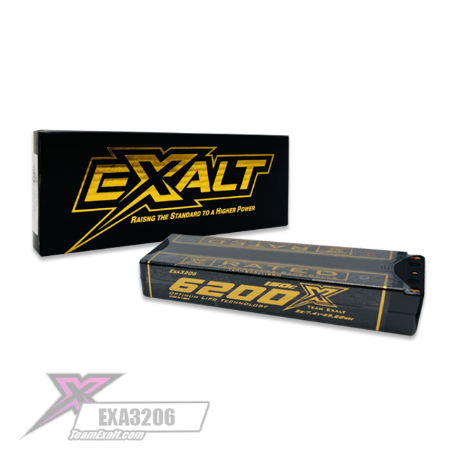 Team Exalt EXA3206 X-Rated 2S 150C Stick Hardcase Lipo Battery 7.4V 6200mAh 5mm Bullets
