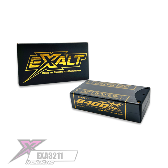 Team Exalt EXA3211 X-Rated 2S 135C HVX Hardcase Shorty Lipo Battery 7.6V 6400mAh  w/5mm Bullets