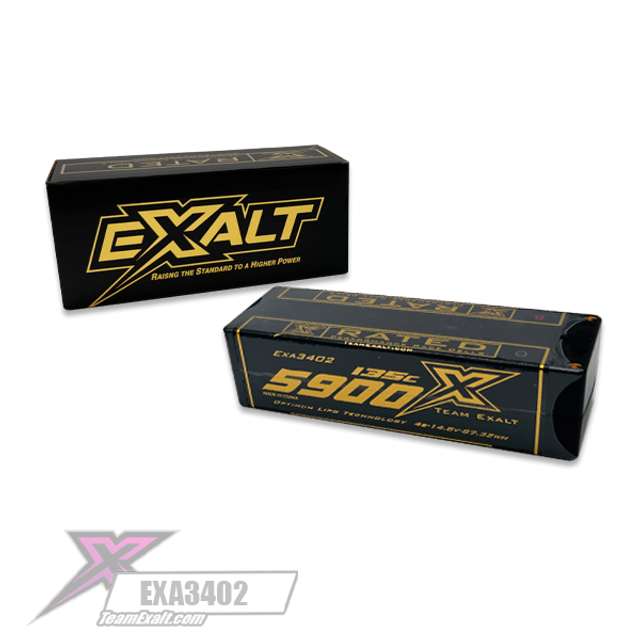 Team Exalt EXA3402 X-Rated 4S 135C LCG Stick Hardcase Lipo Battery 14.8V 5900mAh 5mm Bullet Connectors