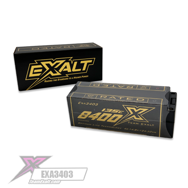 Team Exalt EXA3403 X-Rated 4S 135C Stick Hardcase Lipo Battery 14.8V 8400mAh 5mm Bullet Connectors