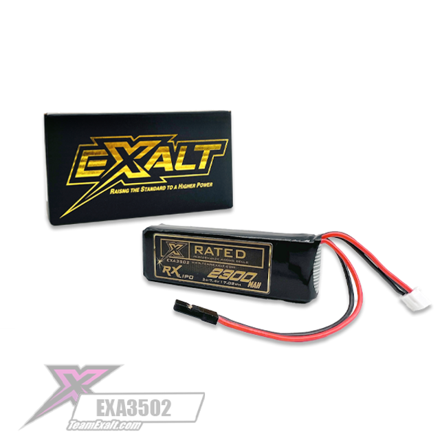 Team Exalt EXA3502 X-Rated 2S Lipo TX Receiver Battery 7.4V 2300mAh Futaba Connector