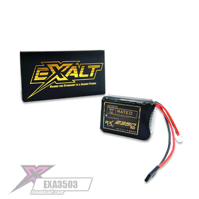 Team Exalt EXA3503 X-Rated 2S Lipo Hump Receiver Battery 7.6V 2350mAh Futaba Connector