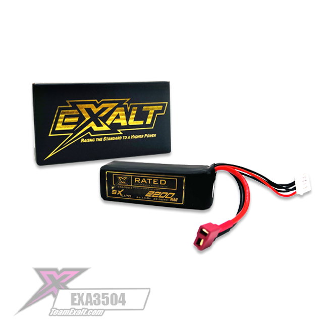 Team Exalt EXA3504 X-Rated 4S LiPo Battery Pack 14.8V 2200mAh Starter Box T-Style / Deans Connector