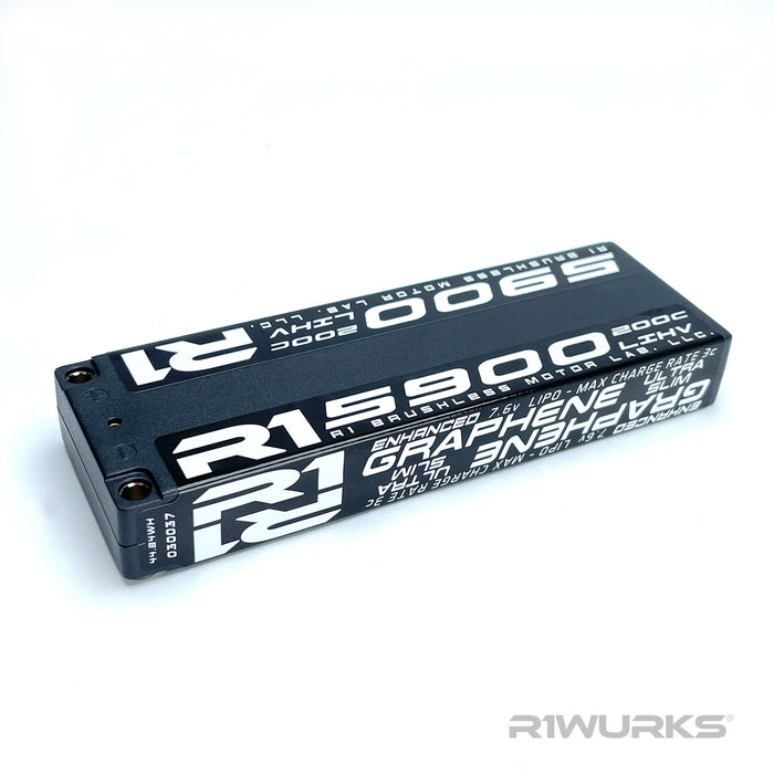 R1 Wurks R1030037 5900mAh 200c 7.6v 2S Ultra Slim, Stick LiPo Battery, Graphene