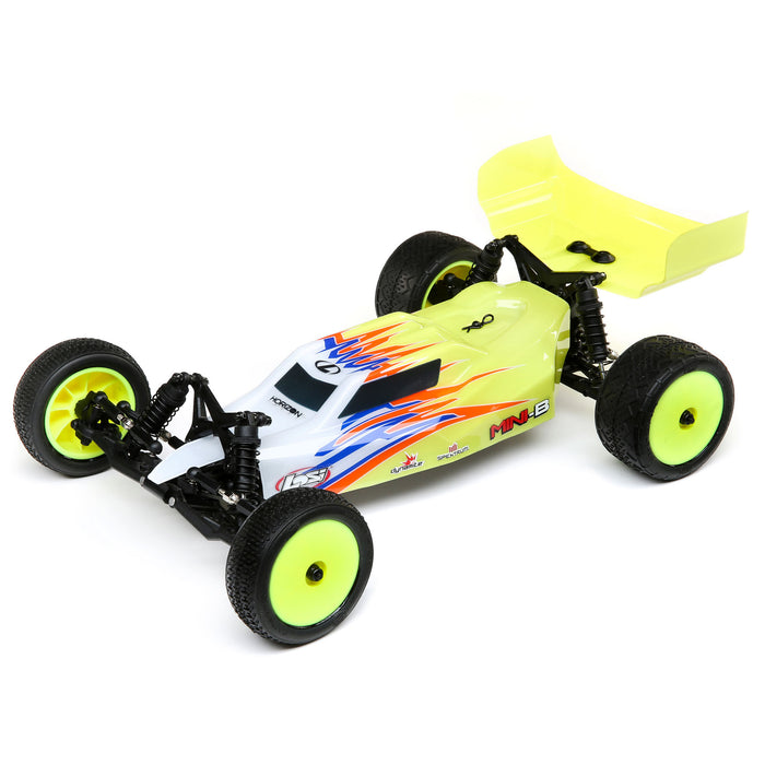 LOS01016T3 Mini-B, Brushed, RTR: 1/16 2WD Buggy, Yellow/White