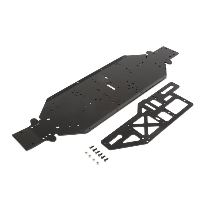 LOS251050 Chassis w/Brace plate, 4mm, Black: DBXL-E