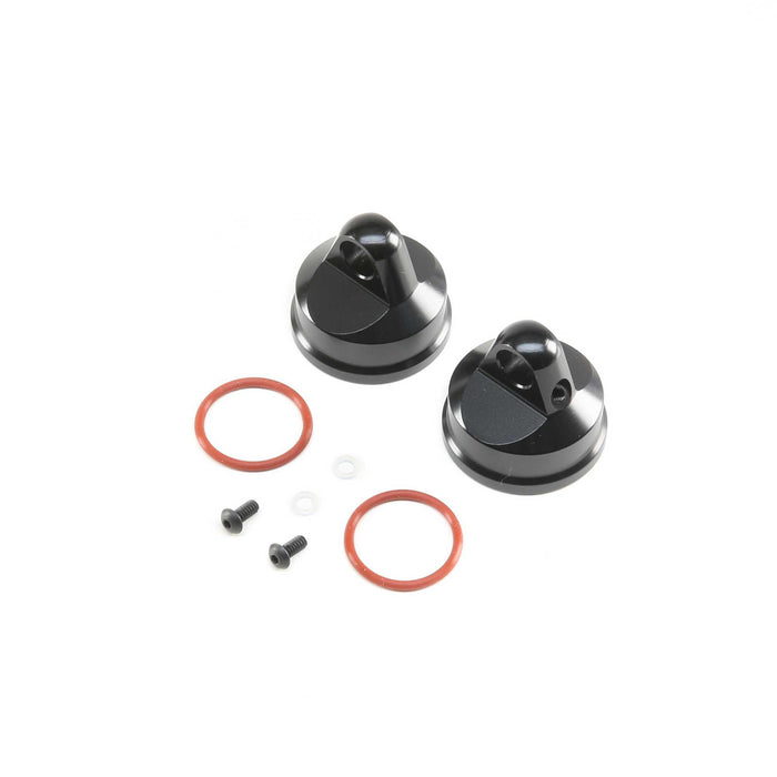 LOS343000 Shock Cap, Aluminum, Black (2): LST/2, 3XL-E