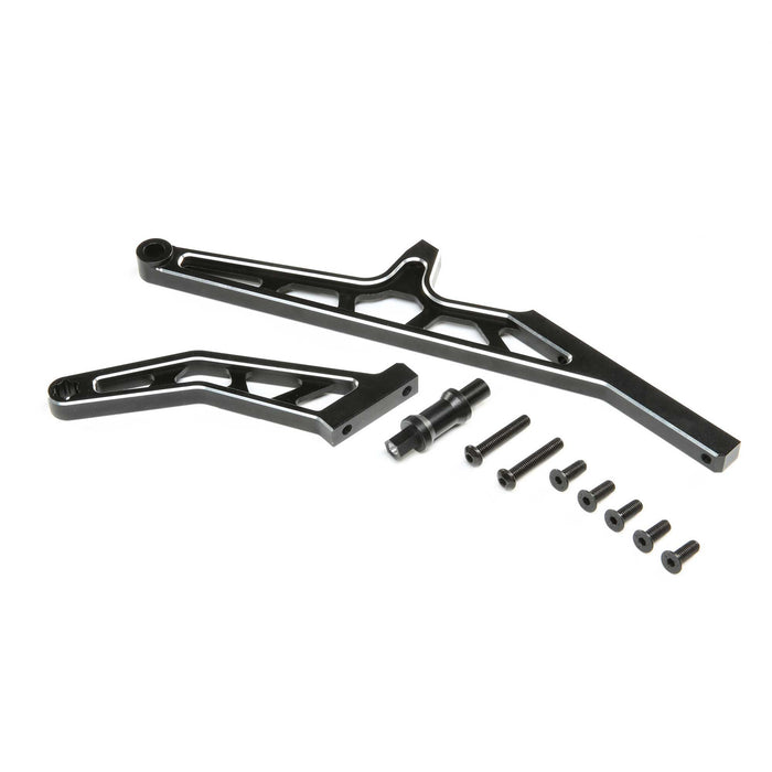 LOS351015 Chassis Brace Set,Rear,Aluminum, Black: DBXL-E 2.0