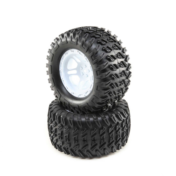 LOS43017 Tires, Mounted White (2): TENACITY Monster Truck