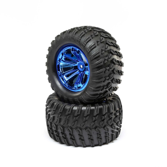 LOS43019 Wheel and Tire Mounted Blue Chrome (2): TENACITY T