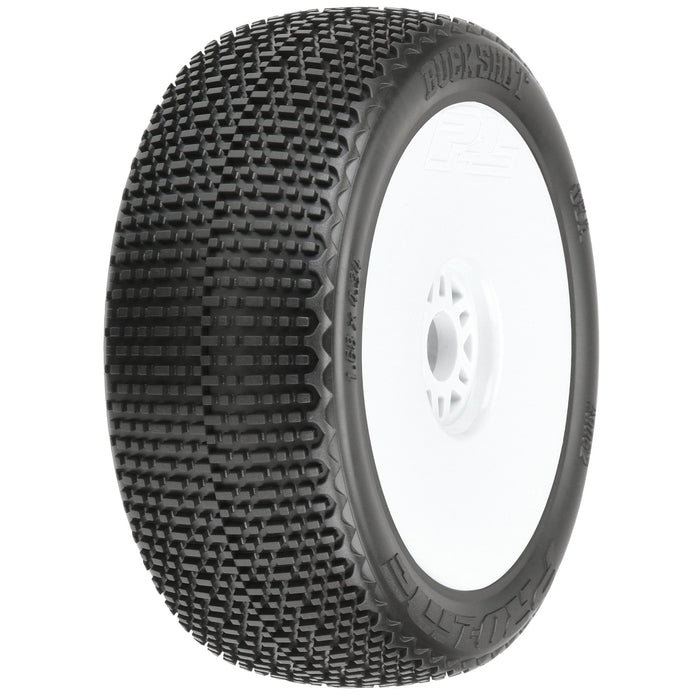 1/8 Buck Shot M3 Front/Rear Buggy Tires Mounted 17mm White (2)