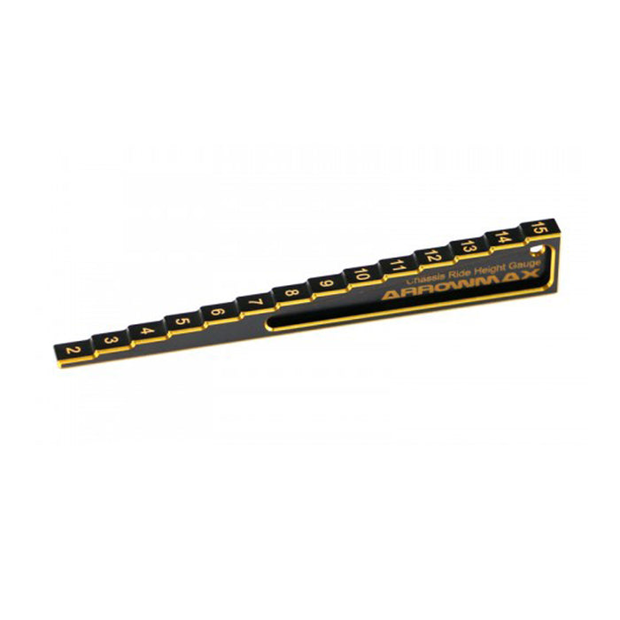 Chassis Ride Height Gauge Stepped 2mm to 15mm Black Golden