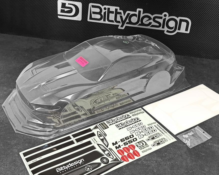 BittyDesign BDYDGM550 M-550 1/10 Pro No Prep Street Eliminator Drag Racing Body (Clear) Mustang Bitty Design