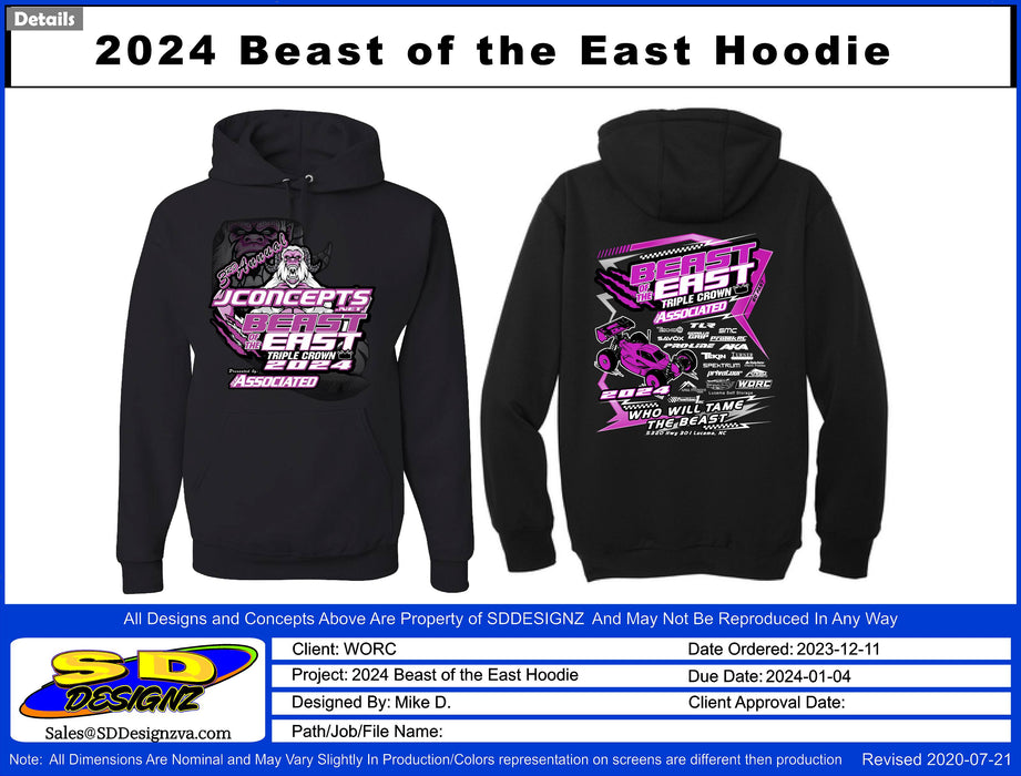 3rd Annual JConcepts Beast of the East 2024 Off-Road Race Hoodie Hooded Sweatshirt Pre-order