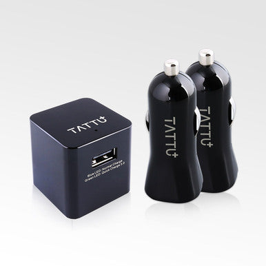 Tattu Quick Charge 3.0 Handy USB AC Adapter and 24W Dual USB Car Charger [Combo]
