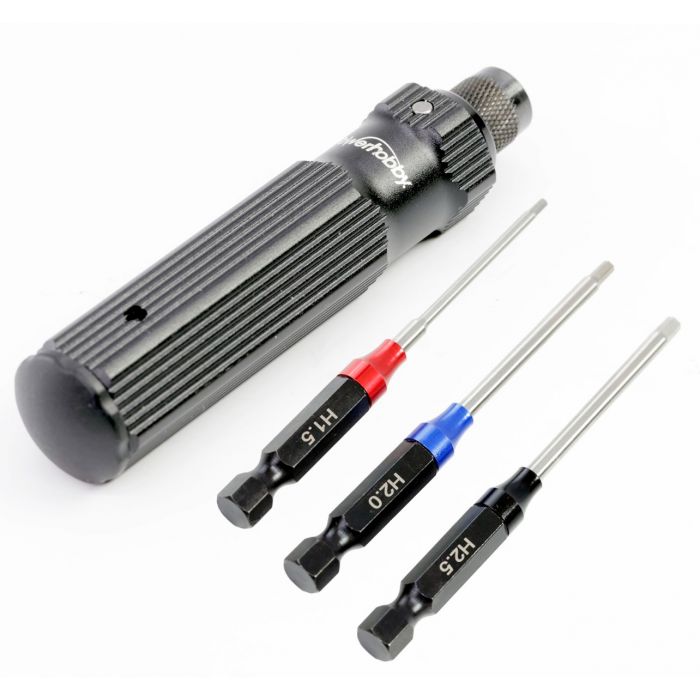 Powerhobby RC Hex Driver 1/4" Tool Set Metric 1.5, 2.0, 2.5mm with Handle