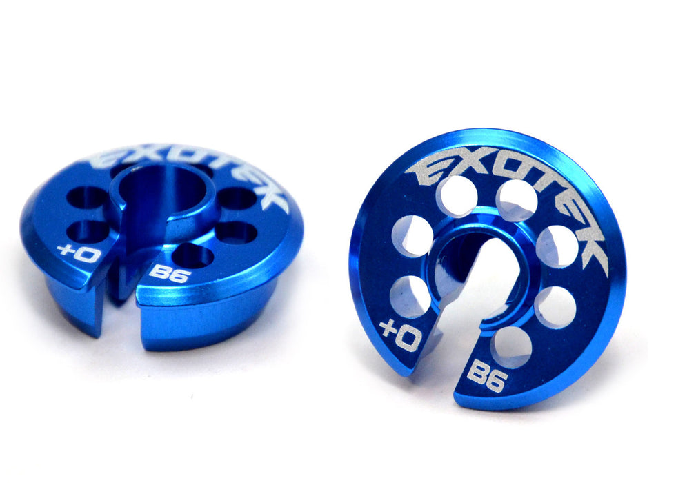 Exotek EXO1694BLU B6 +0 Offset Spring Perch, Alloy, 1 pair, Blue Anodized, for B6/B6D