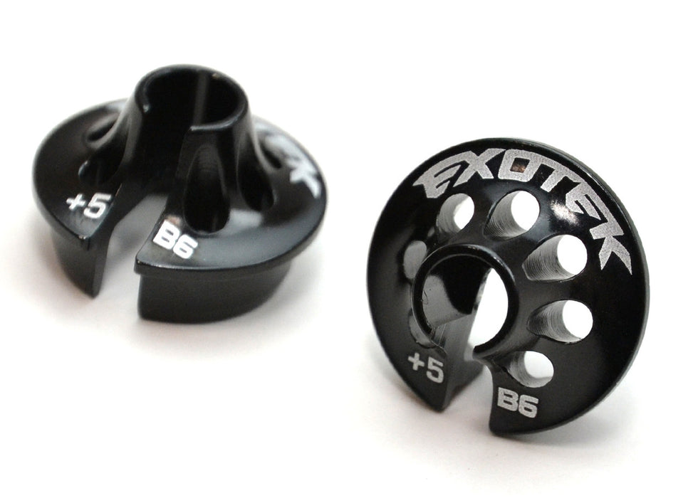 Exotek EXO1695BLK B6 +5 Offset Spring Perch, Alloy, 1 pair, Black Anodized, for B6/B6D