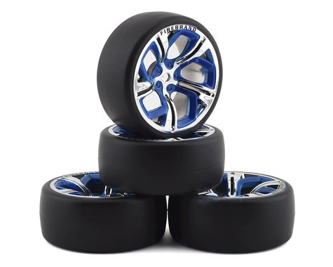 Hydra DSR3 Pre-Mounted Slick Drift Tires (4) (Blue/Chrome) w/Sickle-R Tires, 12mm Hex & 3mm Offset