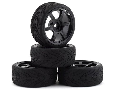 Firebrand RC Scorch RT3 Pre-Mounted On-Road Tires (4) (Black) w/FireFangs Tires, 12mm Hex & 3mm Offset