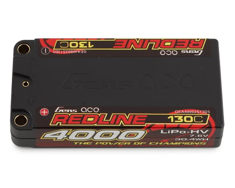 Gens Ace GEA40002S13D5 Redline 2S LiHV LiPo LCG Battery 130C (7.6V/4000mAh) w/5mm Bullets