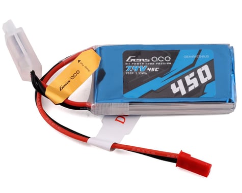 Gens Ace GEA4502S45JS 2s LiPo Battery 45C (7.4V/450mAh) w/JST Connector