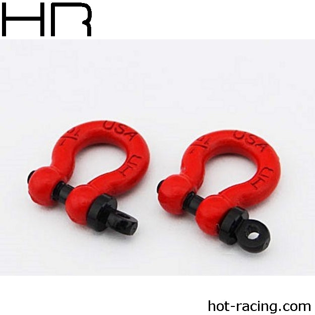 Hot Racing HRAACC808X02 1/10s Red Tow Shackle D-Rings (