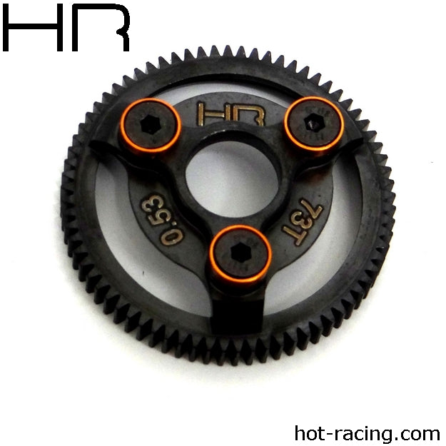 Hot Racing HRASTE873 Hard St Spur Gear,73T/48P,Org:T