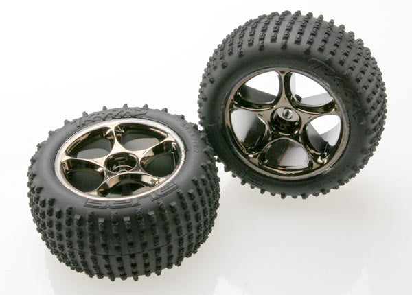 Traxxas TRA2470A Tires & wheels, assembled (Tracer 2.2' black chrom