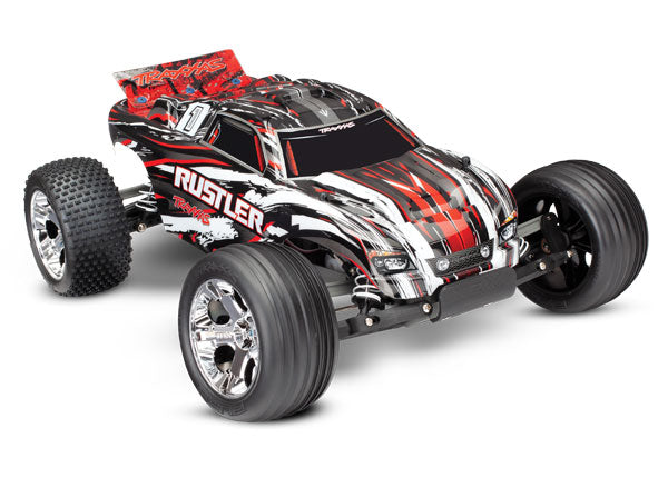 Traxxas TRA37054-4-RED Rustler®: 1/10 Scale Stadium Truck with TQ 2.4 GHz