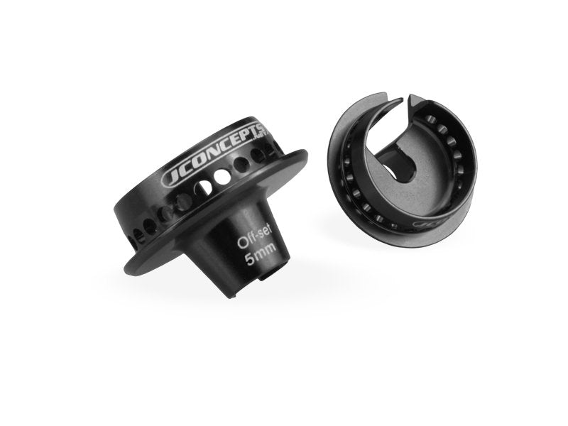JConcepts +5mm Fin Aluminum Off-Set Shock Spring Cup (Black) (2)