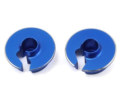 Fin Aluminum 0mm Off-Set Shock Spring Cup (Blue) (2)