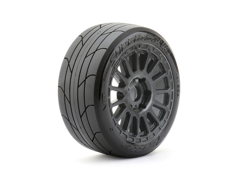 1/8 Buggy Super Sonic Tires Mounted on Black Radial Rims, Medium Soft, Belted (2)