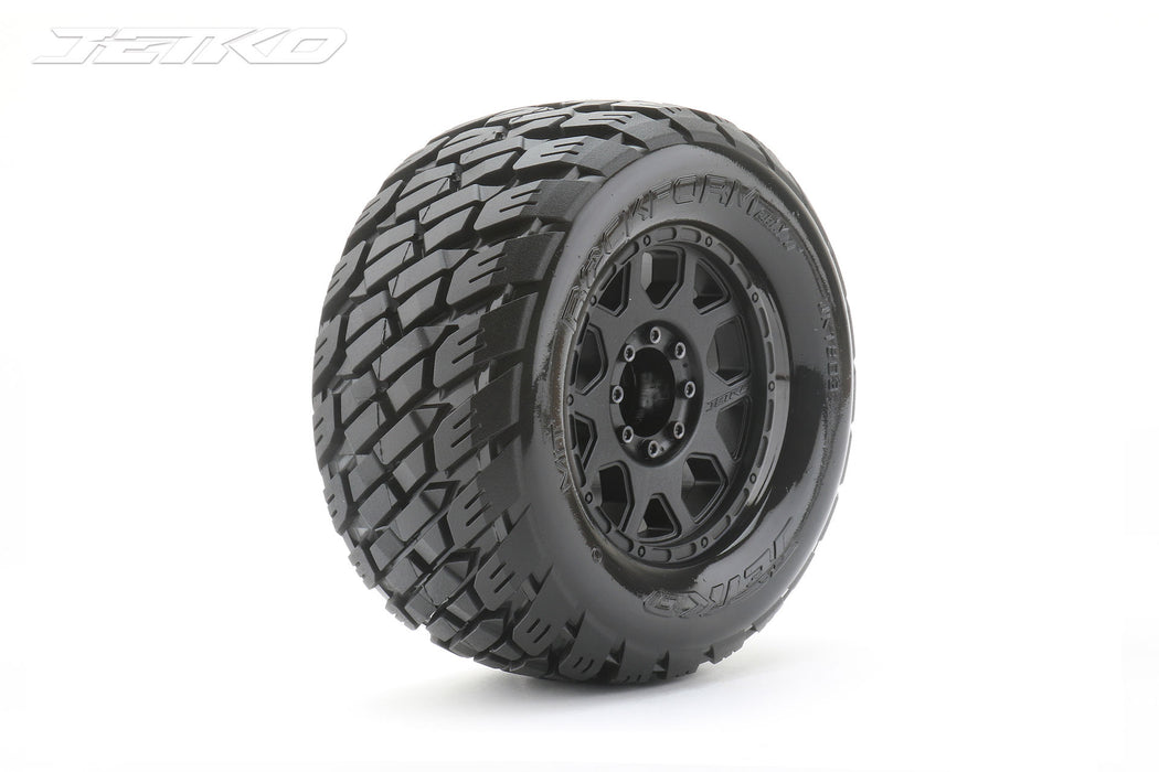 Jetko JKO1803CBMSGBB2 1/8 MT 3.8 Rockform Tires Mounted on Black Claw Rims, Medium Soft, Belted, 17mm 1/2" Offset (2)