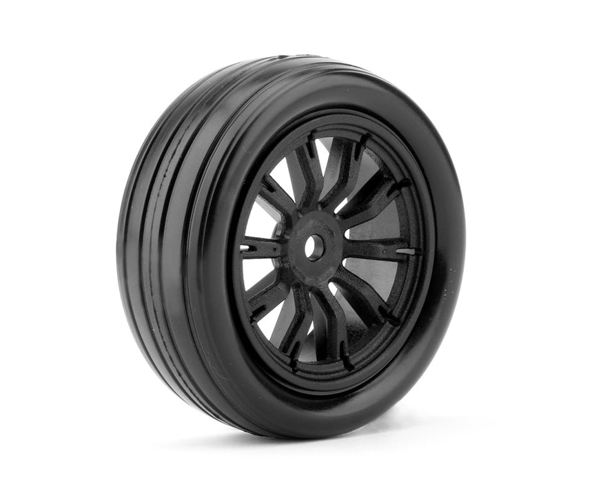 1/10 DR Booster Front Tires, Mounted on Black Claw Rims, Super Soft
