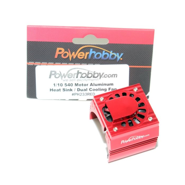 Powerhobby PHBPH10FANRED Aluminum Motor Heatsink Cooling Fan 1/10 540 / 550 Size Motor Red
