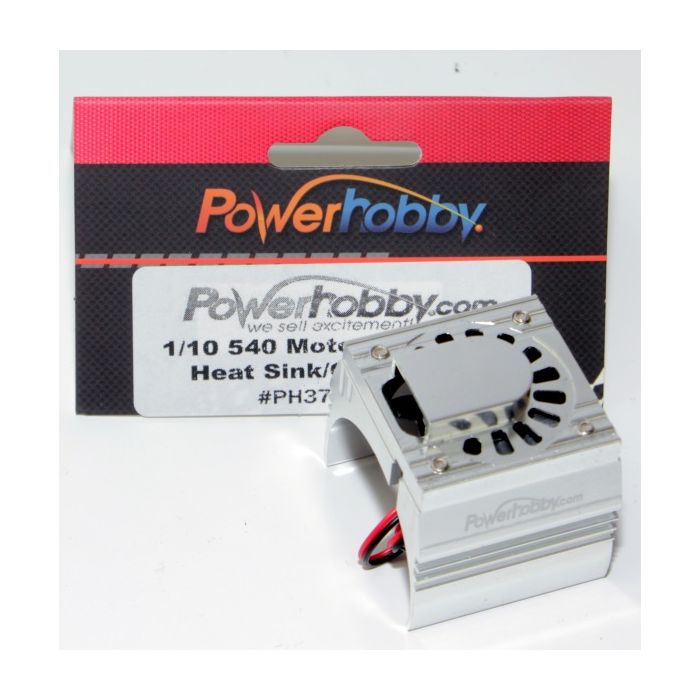 Powerhobby PHBPH10FANSILVER Aluminum Motor Heatsink Cooling Fan 1/10 540 / 550 Size Motor Silver