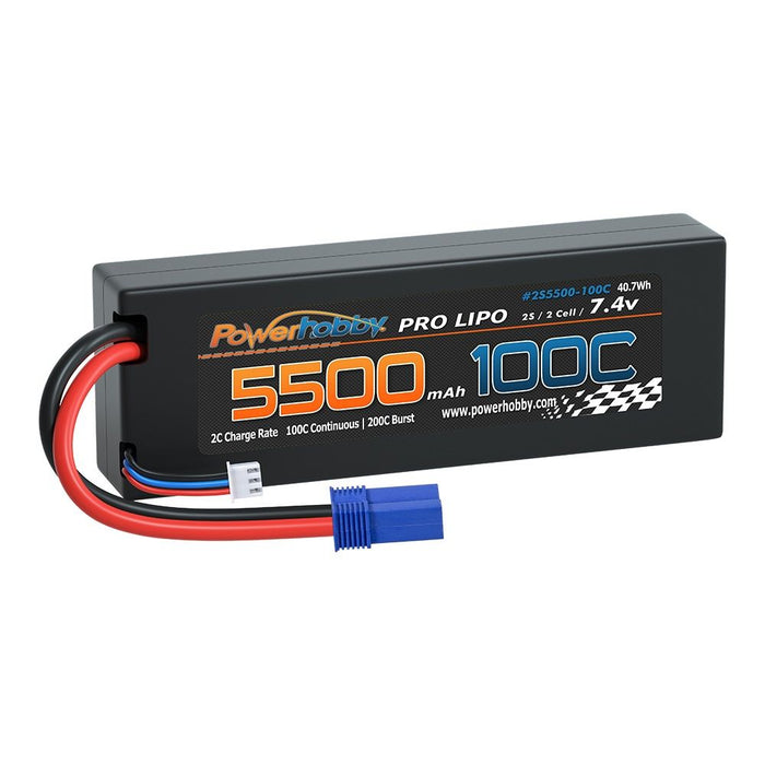 Power Hobby 2S 7.4V 5500MAH 100C Lipo Battery w EC5 Plug