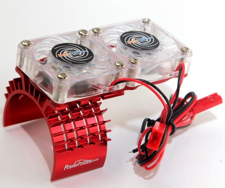 Aluminum Motor Heatsink & Twin Cooling Fan, for Slash 4WD, Red