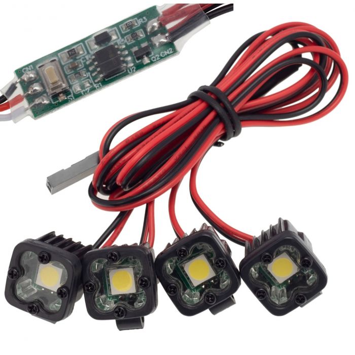 Powerhobby PHBPHLIGHT004 RC 4 LED Lights Headlights Spotlight w/ Controller for 1/10 1/8